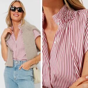 Pomander Place Rae Blouse Tuckernuck Size XS Red Stripe Cotton Top